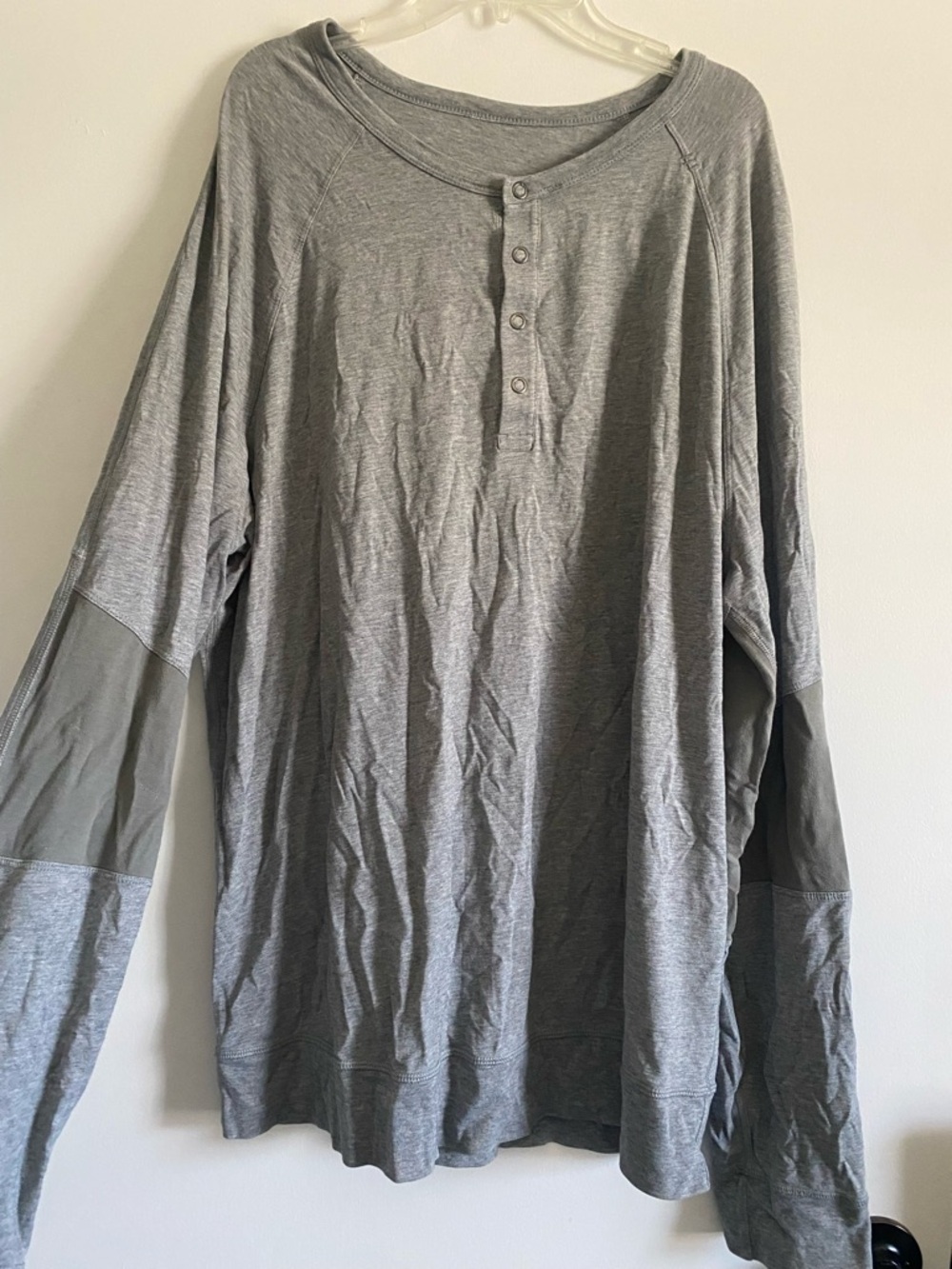Lululemon Men's Grey Long-Sleeve Henley Shirt
